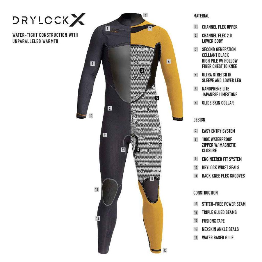 Men'S Xcel Men'S Drylock X + Drylock | Men'S Drylock X 3/2Mm Full Wetsuit Black