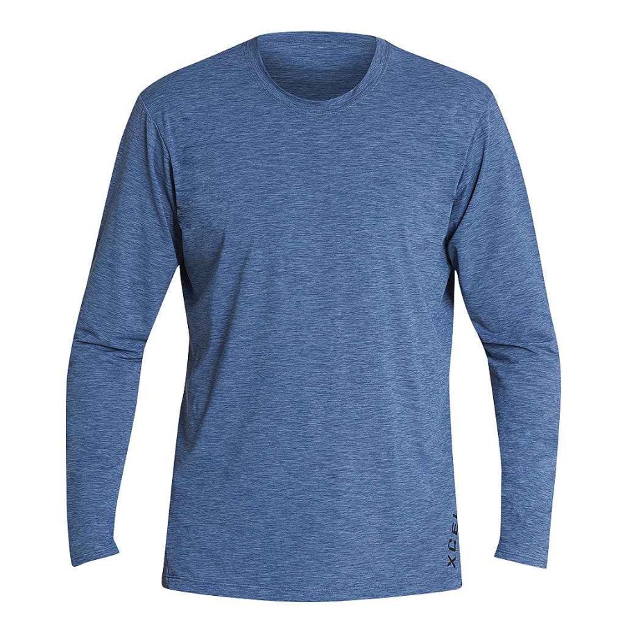 Men'S Xcel | Men'S Heathered Ventx Solid Long Sleeve Uv