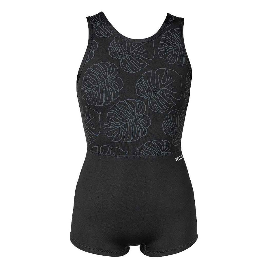 Women'S Xcel Women'S Axis X + Axis | Women'S V Back Short Jane Springsuit 1Mm Black/Black Monstera