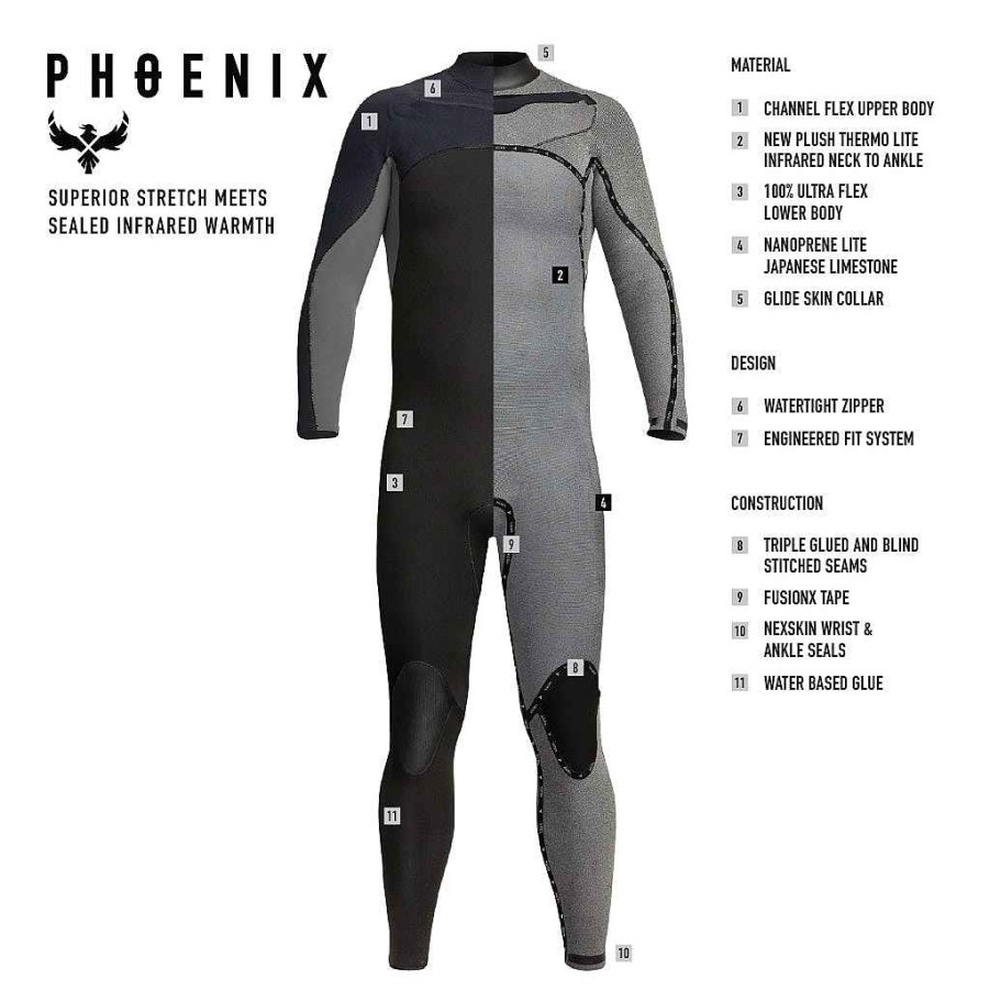 Men'S Xcel Men'S Phoenix | Men'S Phoenix 4/3Mm Full Wetsuit Black/Graphite