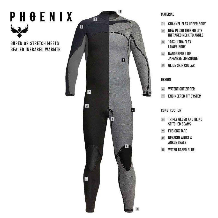 Men'S Xcel Men'S Phoenix | Men'S Phoenix 3/2Mm Full Wetsuit Black/Graphite