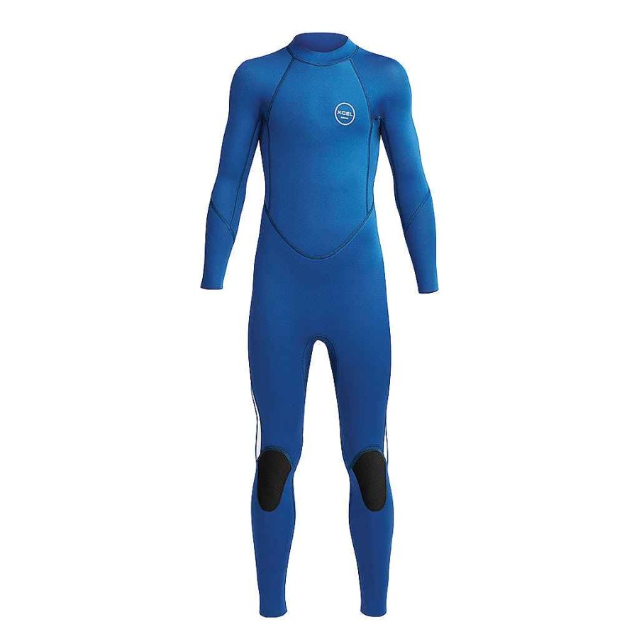 Youth Xcel | Kids' Axis Flatlock Back Zip 3/2Mm Full Wetsuit Faint Blue/White