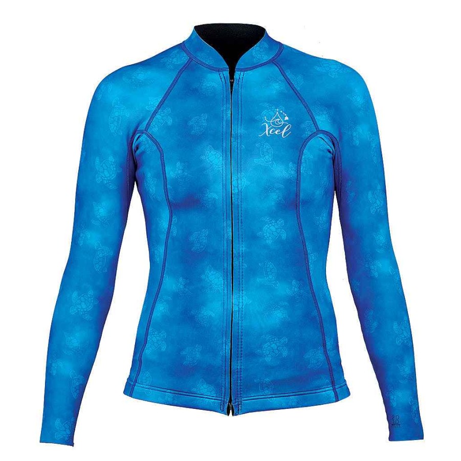 Women'S Xcel Women'S Axis X + Axis | Women'S Ocean Ramsey Water Inspired Axis Long Sleeve Front Zip Jacket 2/1Mm Honu Print