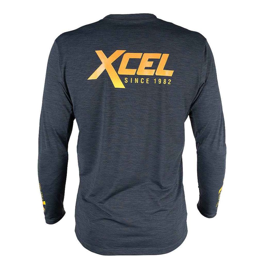 Men'S Xcel | Men'S Heathered Ventx Retro Long Sleeve Relaxed Fit Uv Black