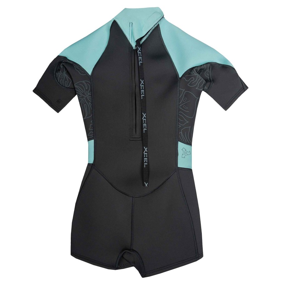 Youth Xcel | Girl'S Axis Short Sleeve Springsuit 2Mm Graphite/Glacier Blue