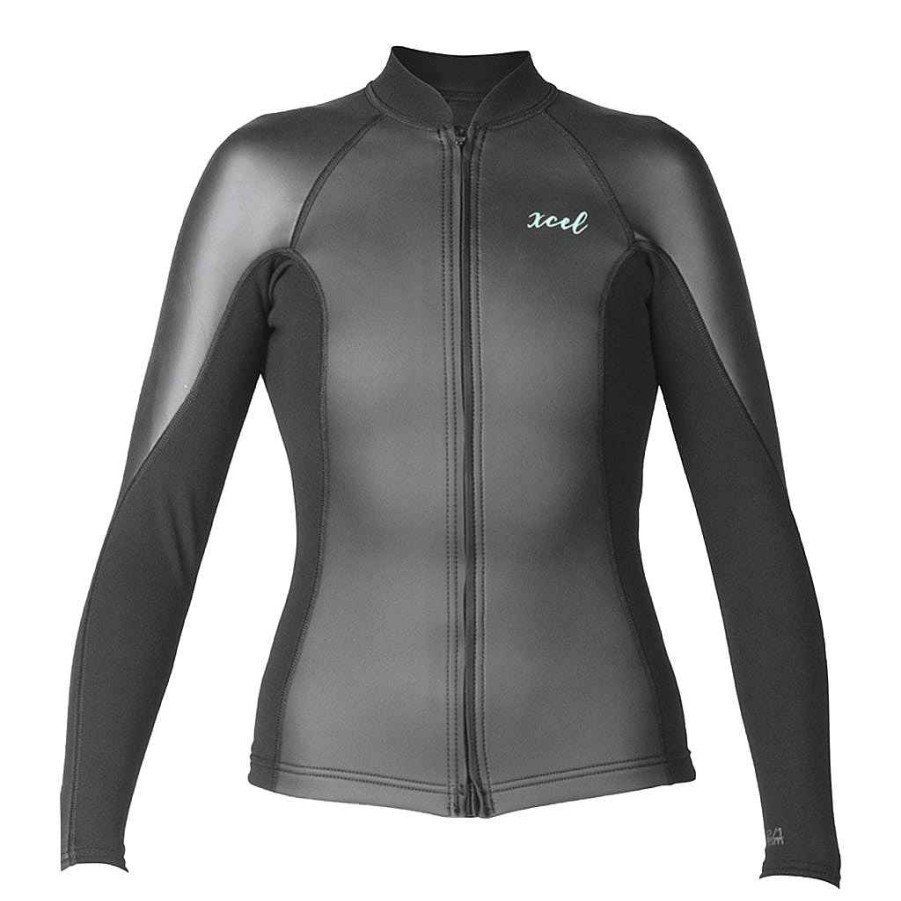 Women'S Xcel Women'S Axis X + Axis | Women'S Axis Smoothskin Long Sleeve Front Zip Jacket 2/1Mm Black