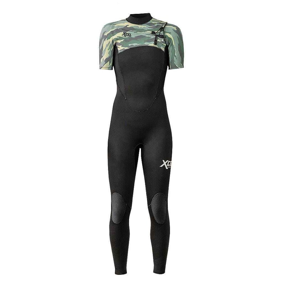 Youth Xcel | Youth Comp Short Sleeve Full Wetsuit 2Mm Black/Green Camo