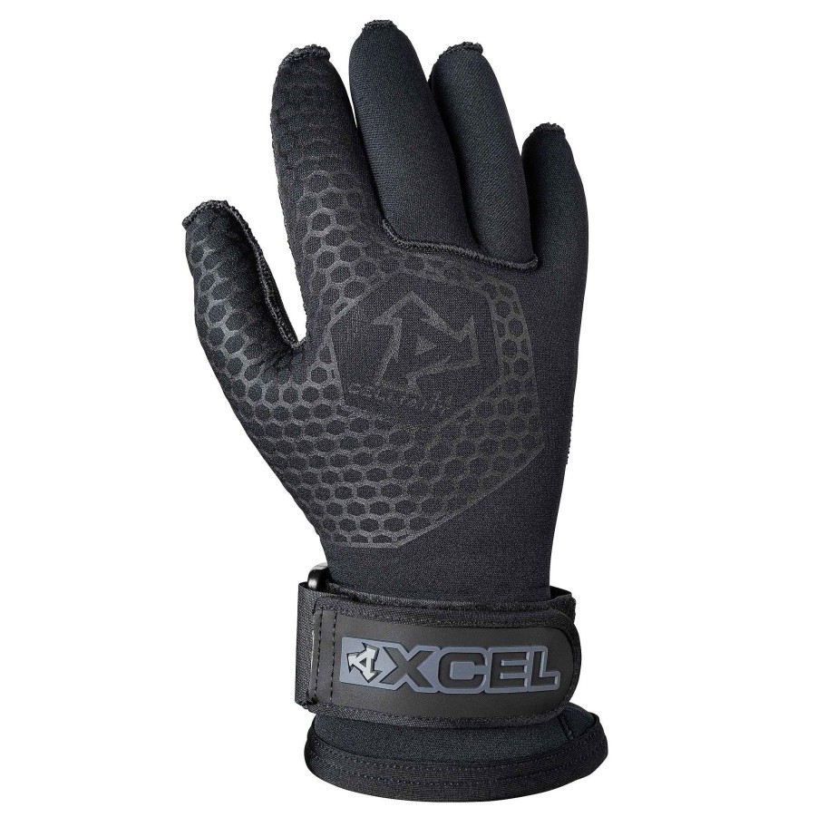 Men'S Xcel Tactical Wetsuits | Military Thermoflex Dive Glove 3/2Mm Black With Stealth Logos