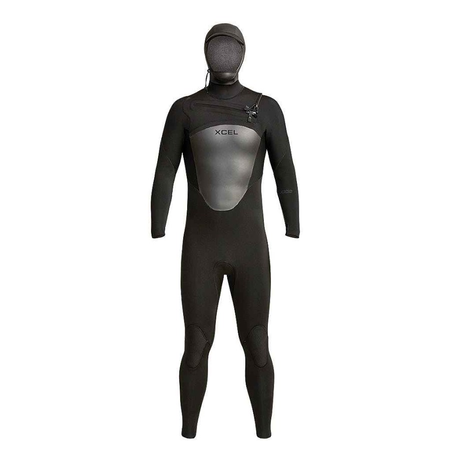 Men'S Xcel Men'S Fullsuits | Men'S Axis Hooded 5/4Mm Full Wetsuit Black