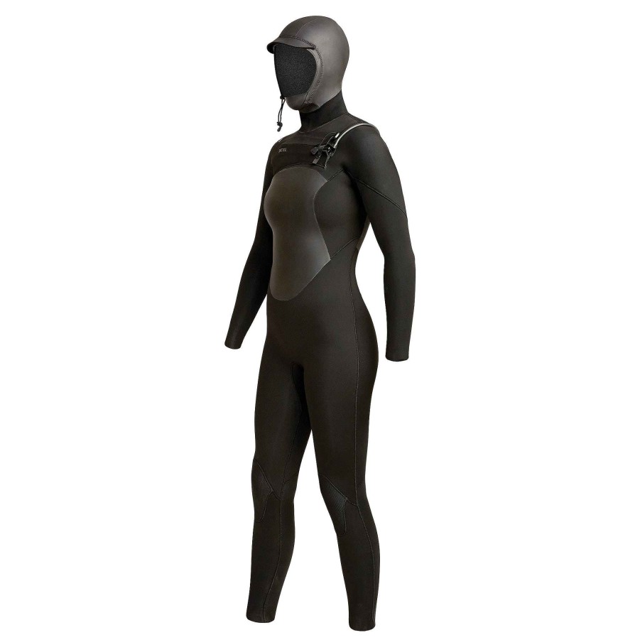 Women'S Xcel Women'S Fullsuits | Women'S Axis 5/4Mm Front Zip Hooded Full Wetsuit Black