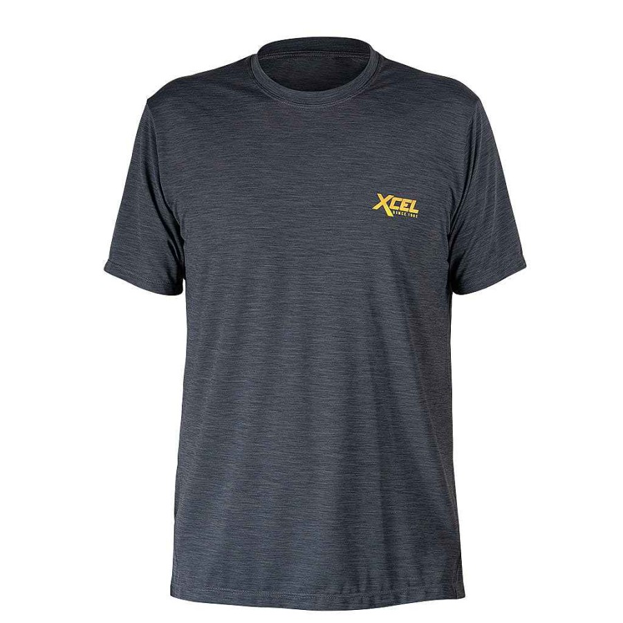 Men'S Xcel | Men'S Heathered Ventx Retro Short Sleeve Relaxed Fit Uv Black