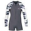 Youth Xcel | Girls Ocean Ramsey Water Inspired Axis Long Sleeve Front Zip Springsuit 2/1Mm Graphite/Dolphin Print