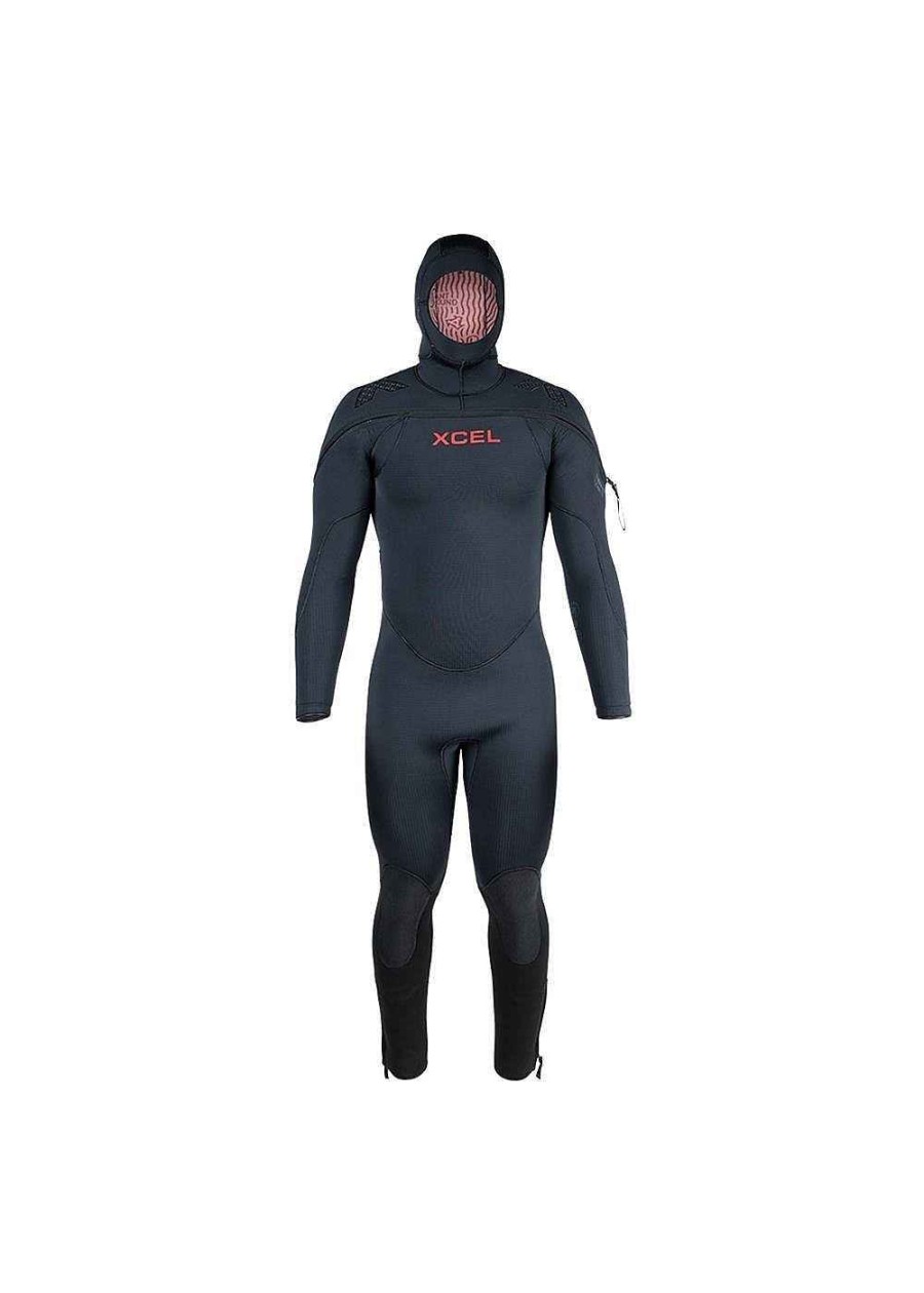 Men'S Xcel Men'S Scuba Dive | Mens Thermoflex Hooded Dive Full Wetsuit 9/7/6Mm Black