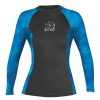 Youth Xcel | Girls' Ocean Ramsey Water Inspired Premium Stretch Long Sleeve Performance Fit Uv Top Black/Honu Print