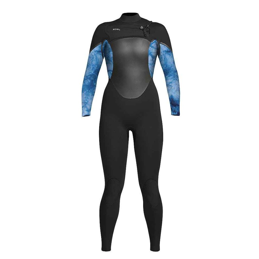 Women'S Xcel Women'S Axis X + Axis | Women'S Axis X 3/2Mm Front Zip Full Wetsuit Black/Blue Tie Dye