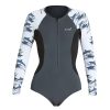 Women'S Xcel Women'S Axis X + Axis | Women'S Ocean Ramsey Water Inspired Axis Long Sleeve Front Zip Springsuit 1.5/1Mm Gunmetal/Dolphin