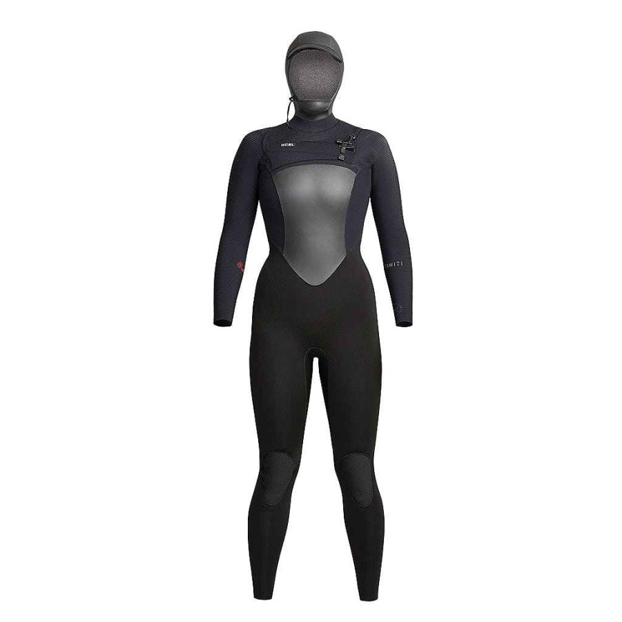 Women'S Xcel Women'S Fullsuits | Women'S Infiniti 5/4Mm Front Zip Hooded Full Wetsuit Black