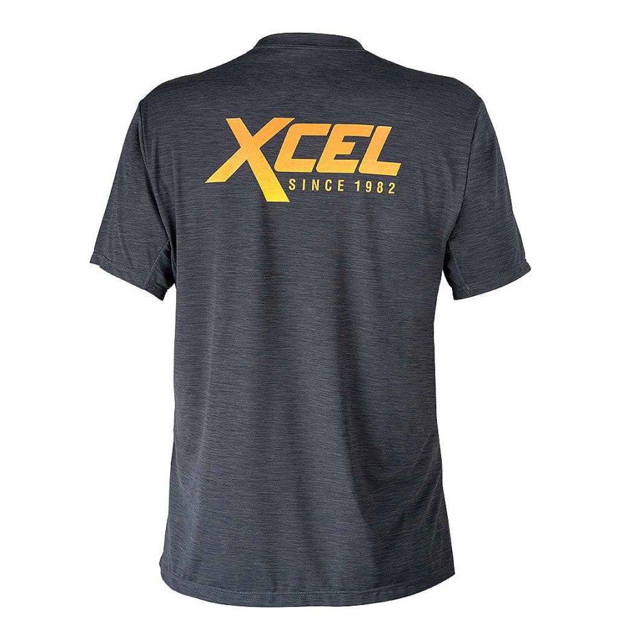 Men'S Xcel | Men'S Heathered Ventx Retro Short Sleeve Relaxed Fit Uv Black