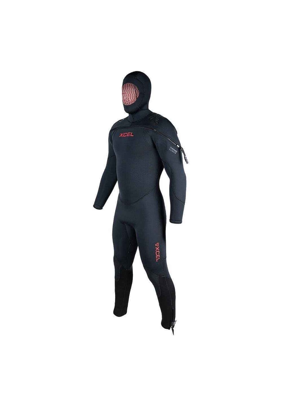 Men'S Xcel Men'S Scuba Dive | Mens Thermoflex Hooded Dive Full Wetsuit 9/7/6Mm Black