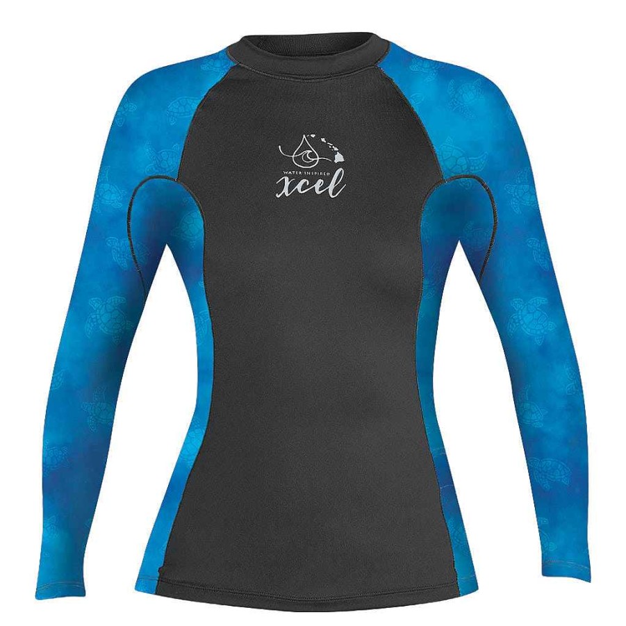 Women'S Xcel | Women'S Ocean Ramsey Water Inspired Premium Stretch Long Sleeve Uv Top W/Key Pocket